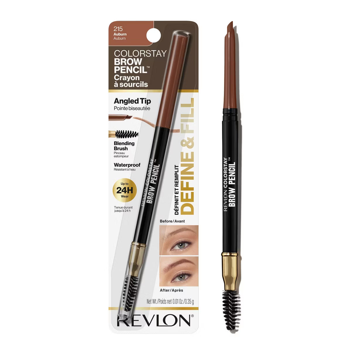 REVLON ColorStay Brow Pencil Auburn 0.01 oz (CS #22989) – (Pack of 6 & Pack of 12)