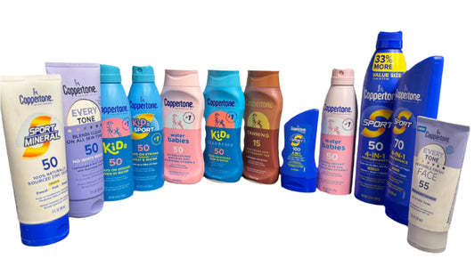 Coppertone Sunscreen, Lotion, Spray, and Tanning (12 Pieces)