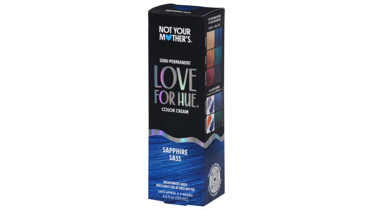 Not Your Mother's Love for Hue Semi-Permanent Hair Color - Sapphire Sass + Satin, 4.5 Oz (12,24,36, & 72 Pk)