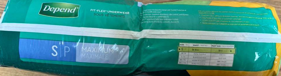Depend Maximum Absorbency Fit-Flex Women’s Underwear, Small, 32 Count (Packaging is damaged!)