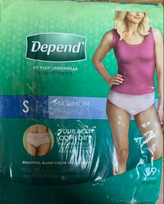 Depend Fit-Flex Women’s Underwear, Tan, Small, Maximum Absorbency, 19 Count (Packaging is damaged!)