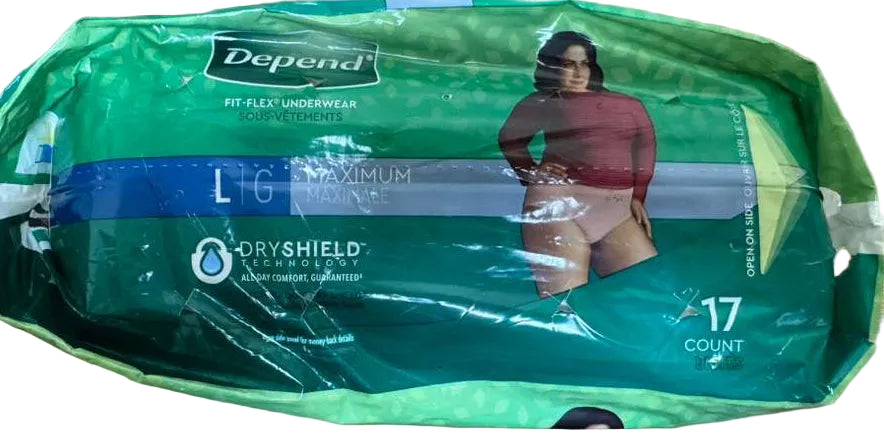 Depend Maximum Absorbency Underwear for Women – Large 17 Ct (Packaging is damaged!)
