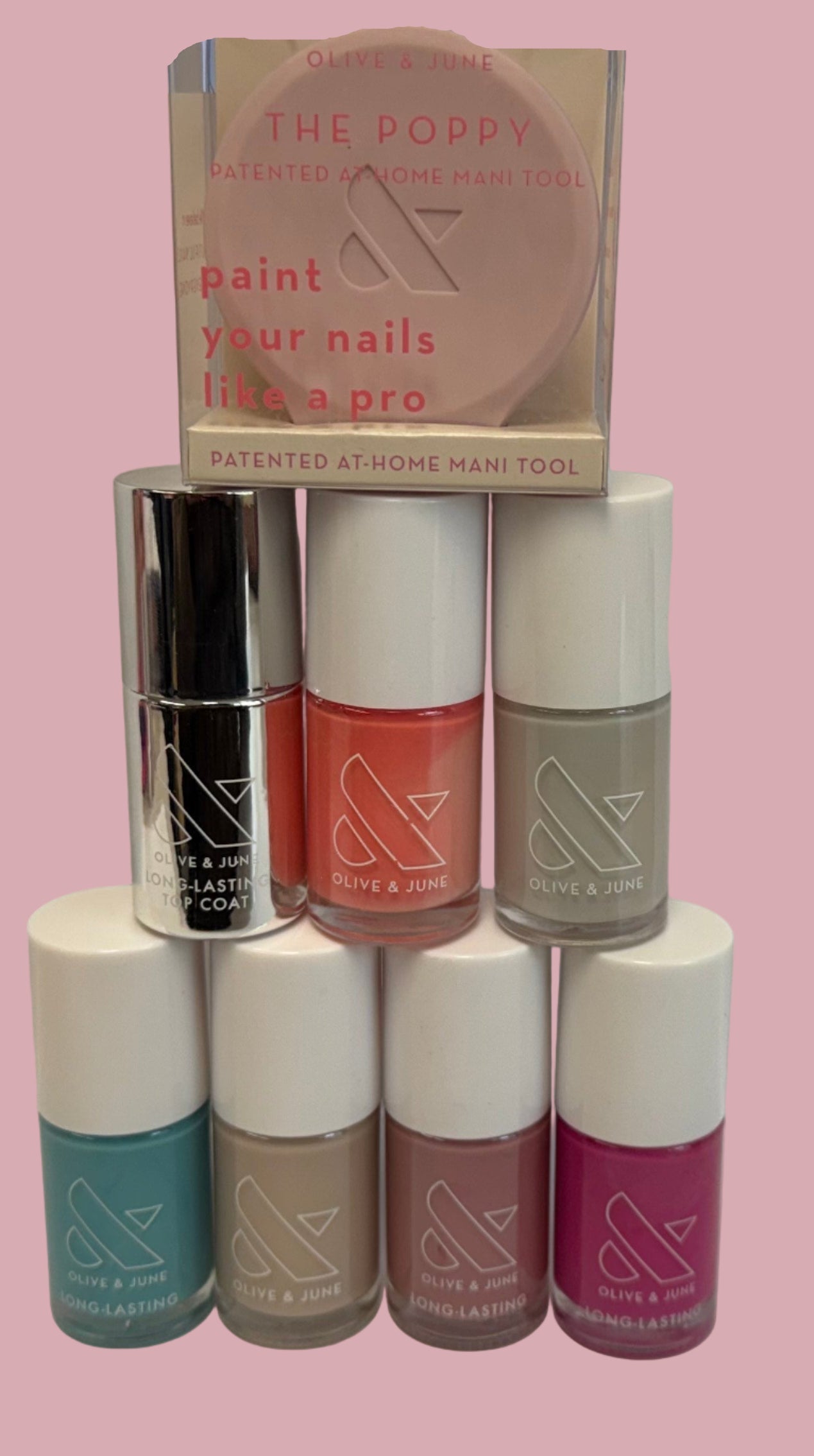Olive & June Nail Polish Set with Long-Lasting Top Coat + The Poppy Mani Tool