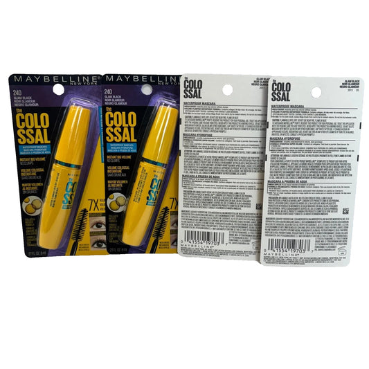 Lot of 4: Maybelline The Colossal Waterproof Mascara Waterproof 240 Glam Black