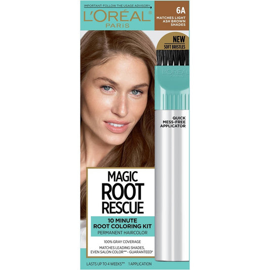 L’Oréal Magic Root 10 Minute Root Coloring Kit – 6A Light Ash Brown (3,6, or 12 Pack)