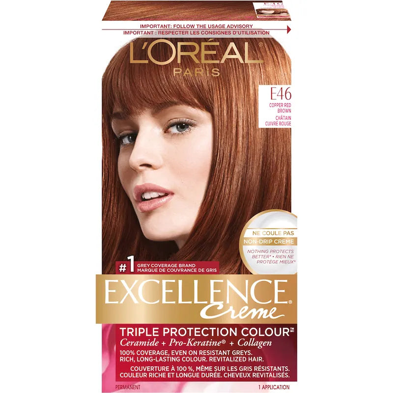 L'Oréal Excellence Crème E46 Copper Red Brown (3,6, or 12 Pack)