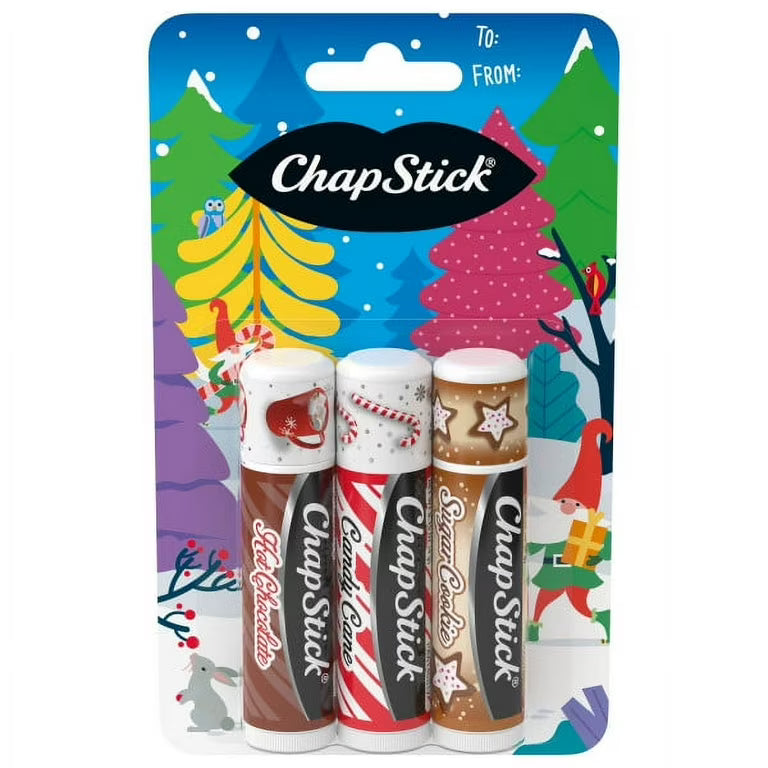 ChapStick Holiday Lip Balm – Hot Chocolate, Candy Cane & Sugar Cookie (3-Pack, 0.15 oz) – Pack of 12