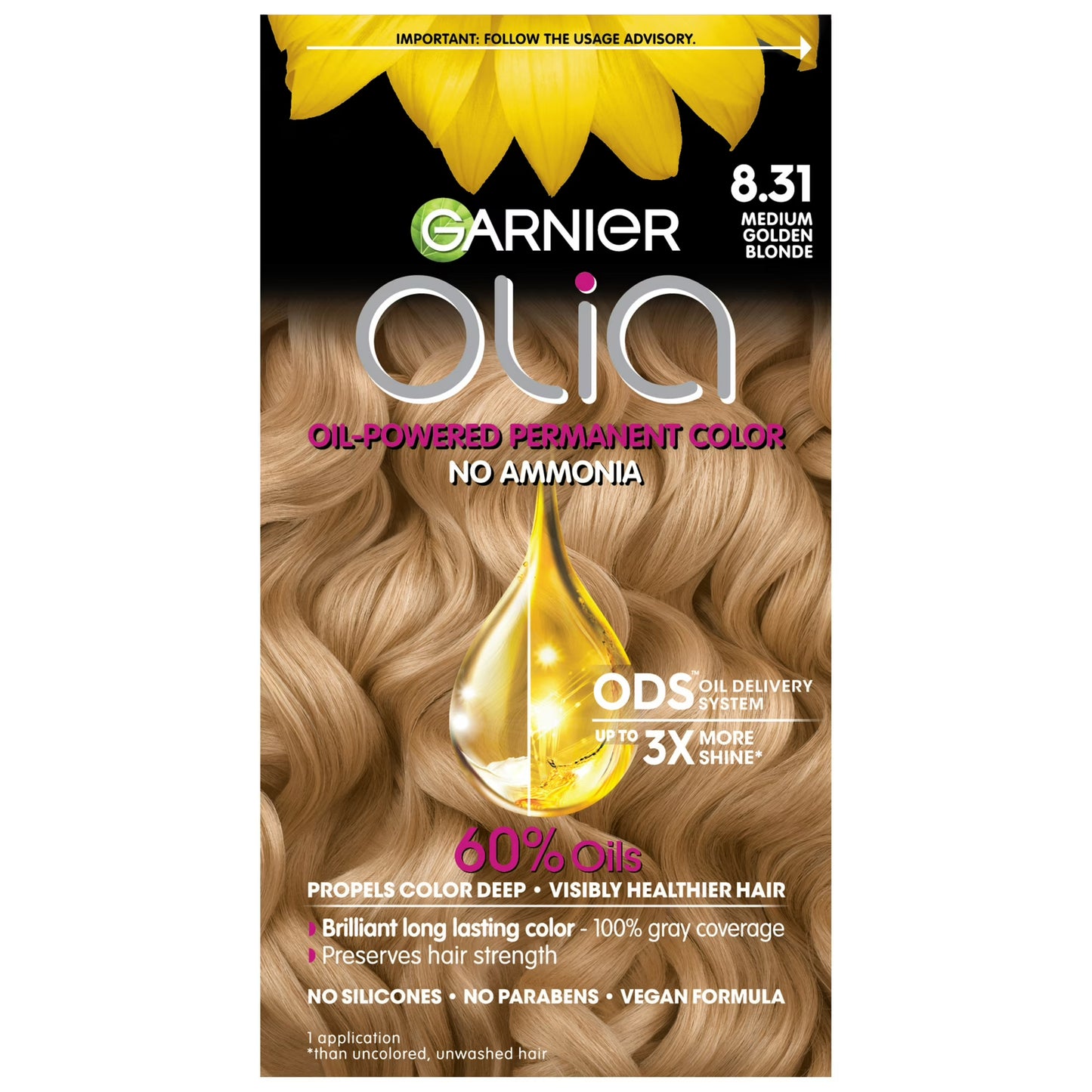 Garnier Olia HC 8.31 Medium Golden Blonde (3,6, or 12 Pack)