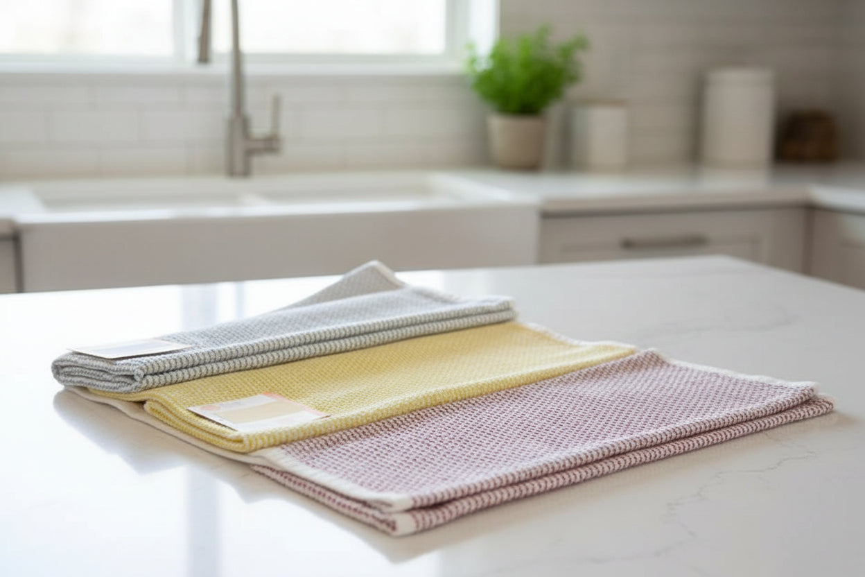 MU Kitchen Honeycomb Towels – Assorted Pack of 3 (Tide, Brick, Lemon)