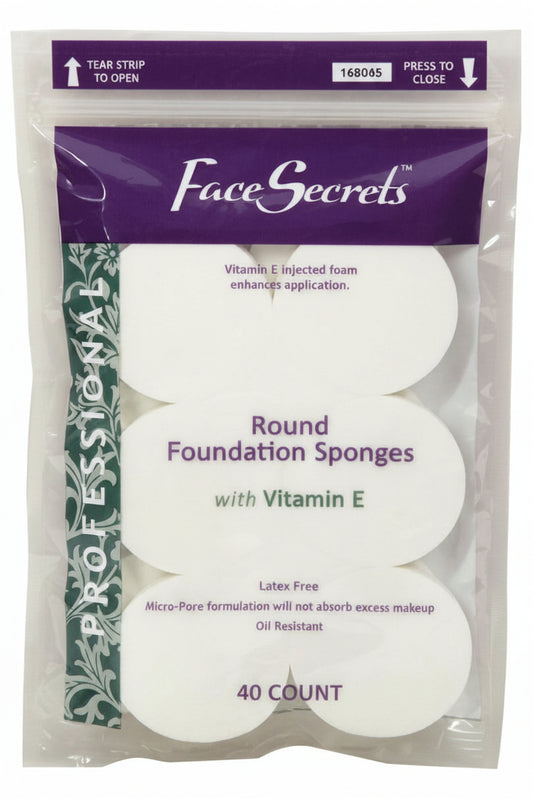 Face Secrets Vitamin E Round Foundation Sponges – 40 Count (pack of 6)