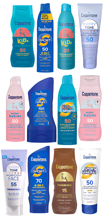 Coppertone Sunscreen, Lotion, Spray, and Tanning (12 Pieces)