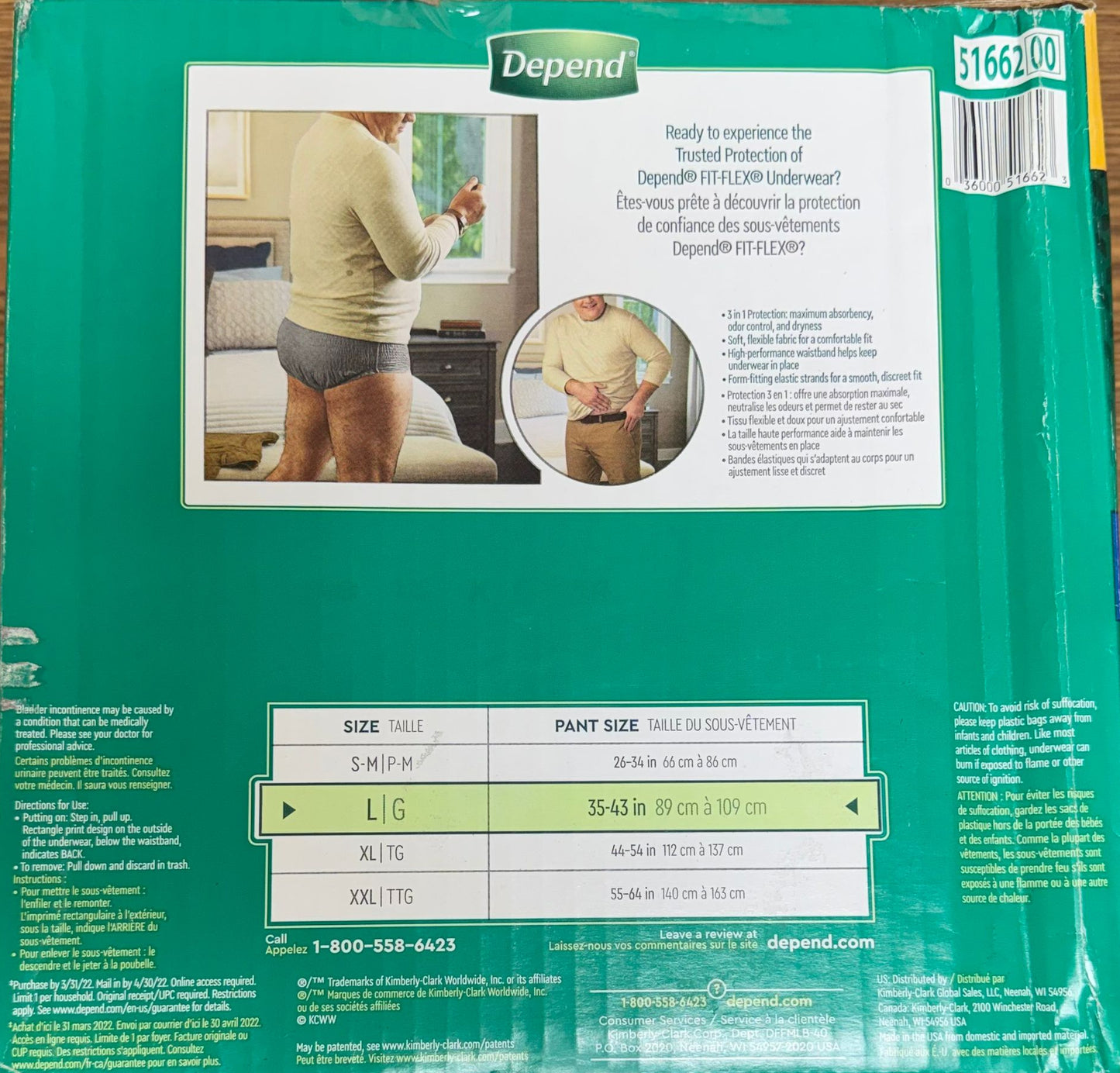 Depend Fit-Flex Men’s Adult Incontinence Underwear – Large, 40 ct