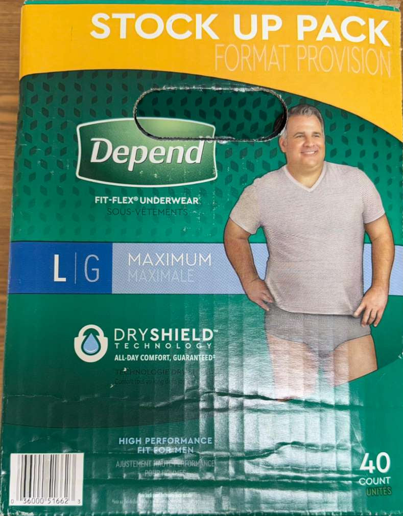 Depend Fit-Flex Men’s Adult Incontinence Underwear – Large, 40 ct