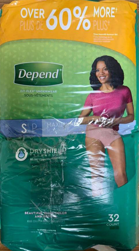 Depend Maximum Absorbency Fit-Flex Women’s Underwear, Small, 32 Count (Packaging is damaged!)