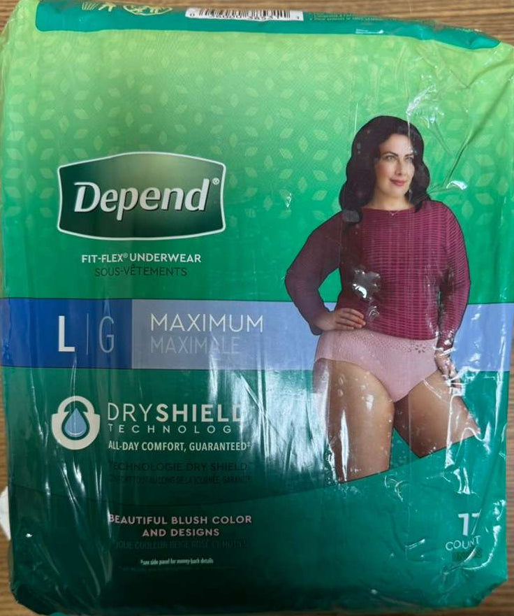 Depend Maximum Absorbency Underwear for Women – Large 17 Ct (Packaging is damaged!)