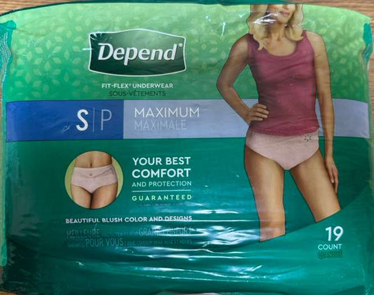 Depend Fit-Flex Women’s Underwear, Tan, Small, Maximum Absorbency, 19 Count (Packaging is damaged!)