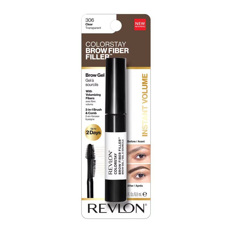 REVLON ColorStay Brow Fiber Filler Eyebrow Gel Clear 0.23 oz (CS #50587) – Pack of 6 & Pack of 12