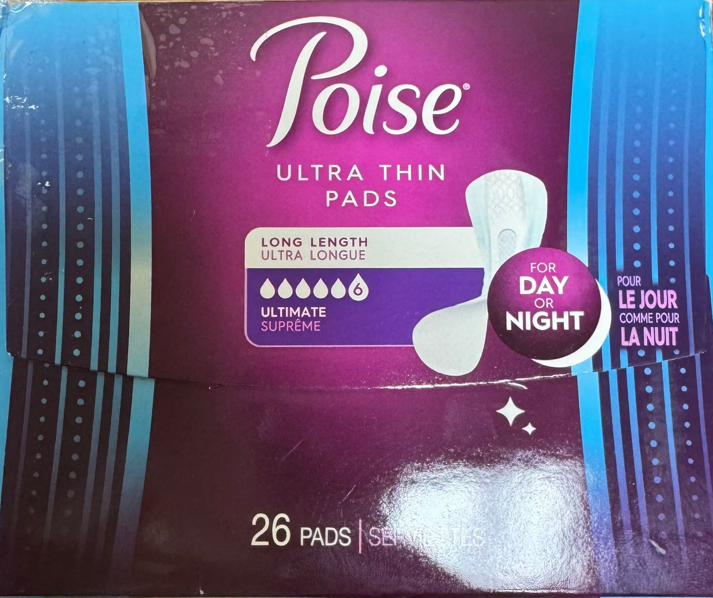 Poise Ultra Thin Incontinence / Bladder Control Pads – Ultimate Absorbency, Long Length, 26 ct (Packaging is slightly damaged!)