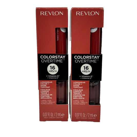 Lot of 2: Revlon ColorStay Overtime Lipcolor Dual Ended #020 Constantly Coral