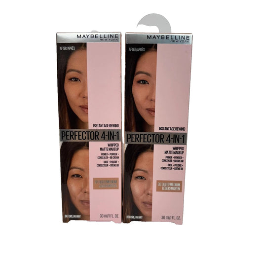 Lot of 2- Maybelline Instant Age Rewind 4-In-1 Glow Makeup 02 Light Medium